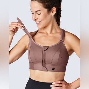 SHEFIT + Low Impact Sports Bra Size Small Rose Taupe Mauve Color Adjustable